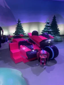 Group of colourful Paw Cars vehicles lined up for play