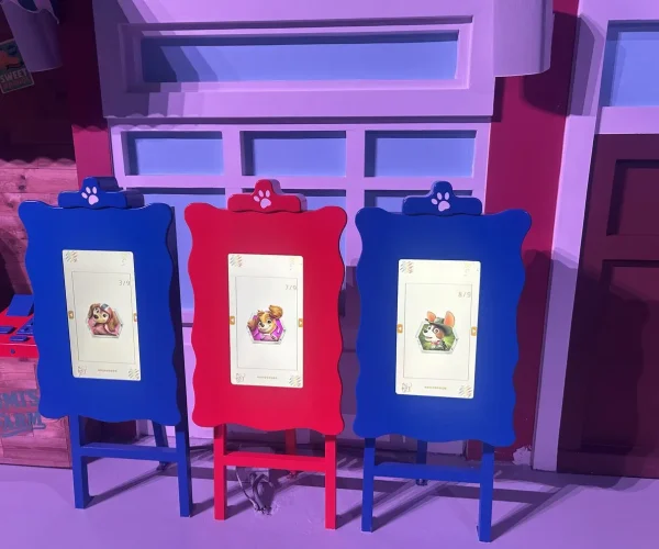 Children coloring on the Art Store touch-screen easels
